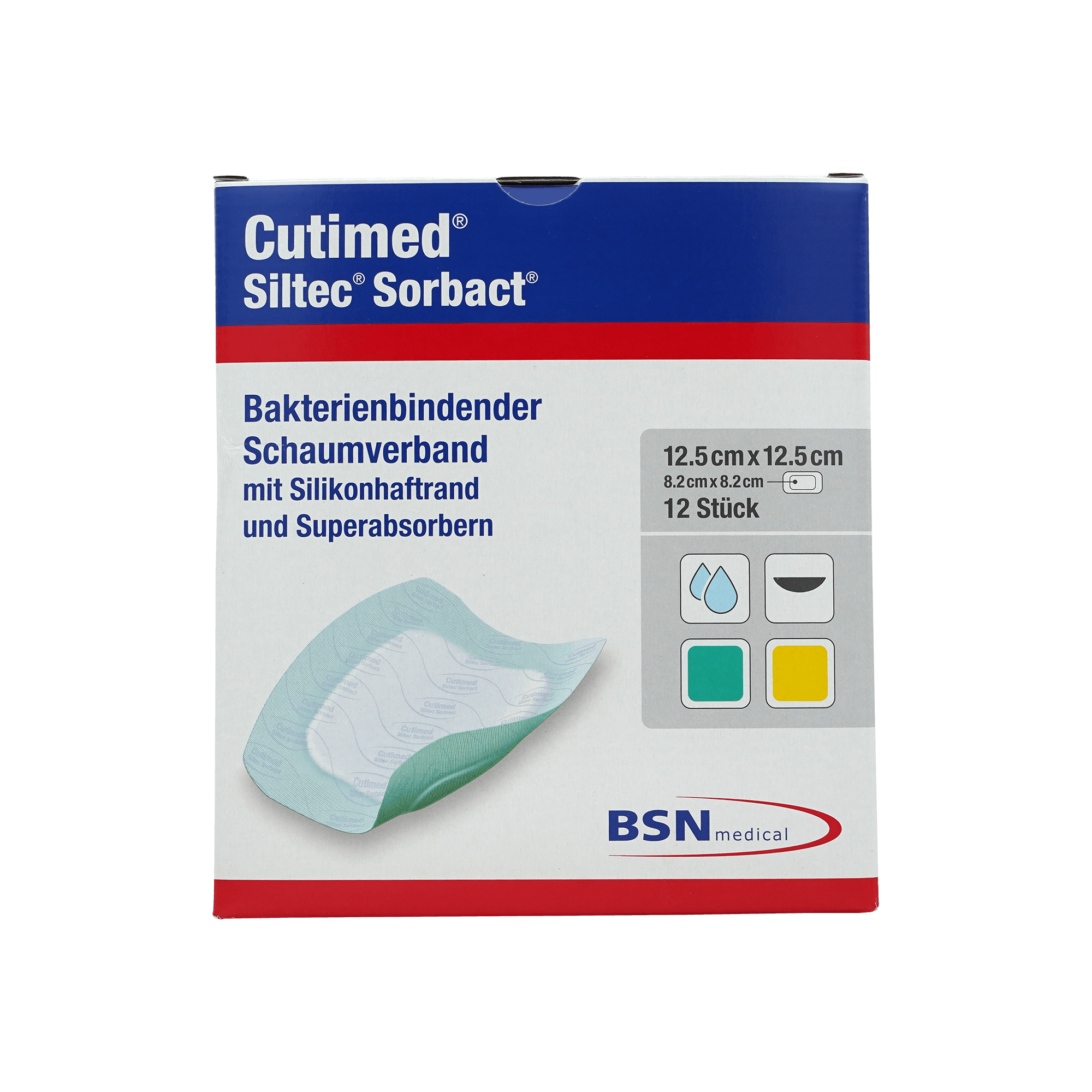 Cutimed® Siltec® Sorbact® 12,5x12,5 cm Bakterienbindender Schaumverband